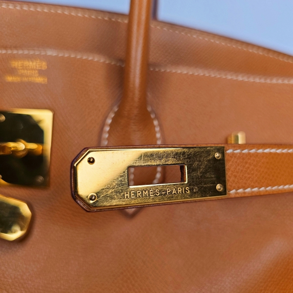 ❤️ SOLD ❤️ Hermès Gold Courchevel Birkin 35 Gold Hardware, 2004 - Picture 13 of 17
